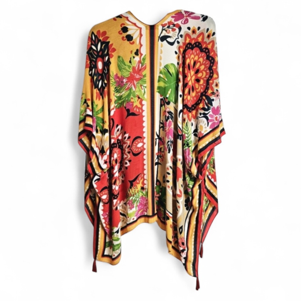 🟠 Nine West Floral Multicolor Kimono One Size-New w/ Tag - Picture 2 of 7